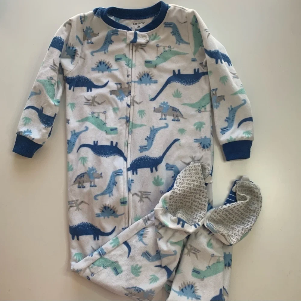 Carter's Blue and Green Dinosaur Footie